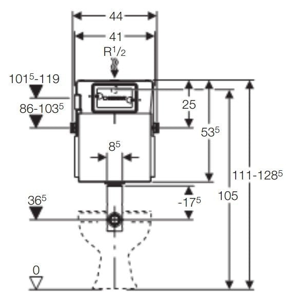SISTEM INSTALARE CU REZERVOR GEBERIT UP 100 12 CM CAL. I