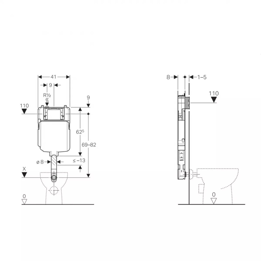 SISTEM INSTALARE CU REZERVOR GEBERIT 8 CM CAL. I