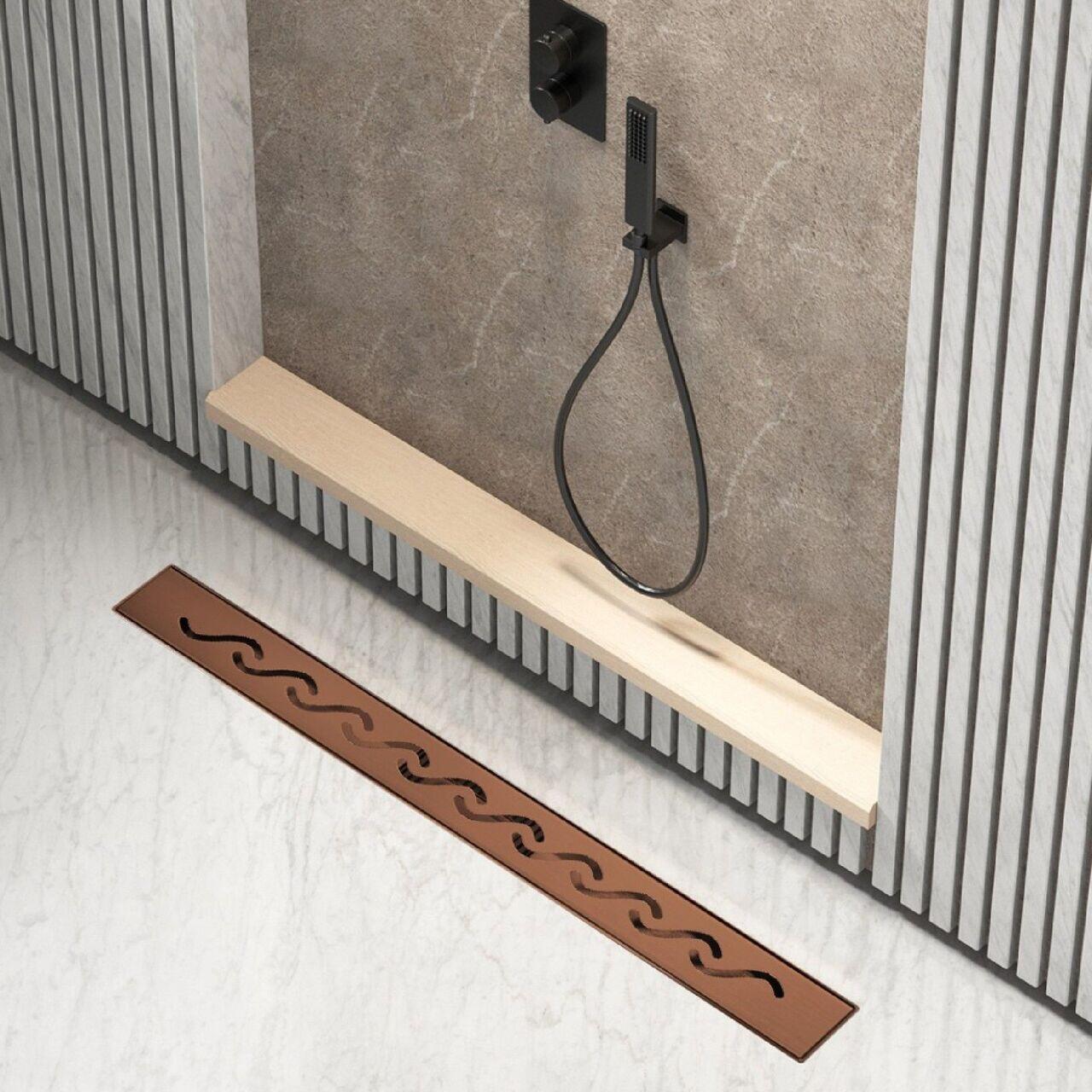 Rigola dus Kruger, inox, Ø 40 mm, L 400mm, rose gold Kruger - imagine 3