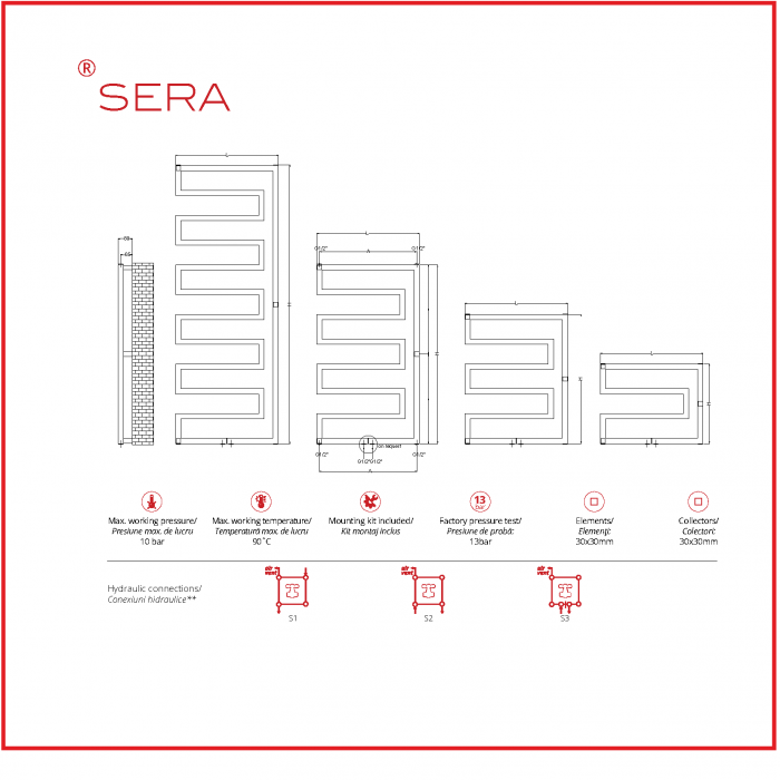 Calorifer baie portprosop decorativ cromat / SERA (disponibil pe baza de comanda la furnizor)