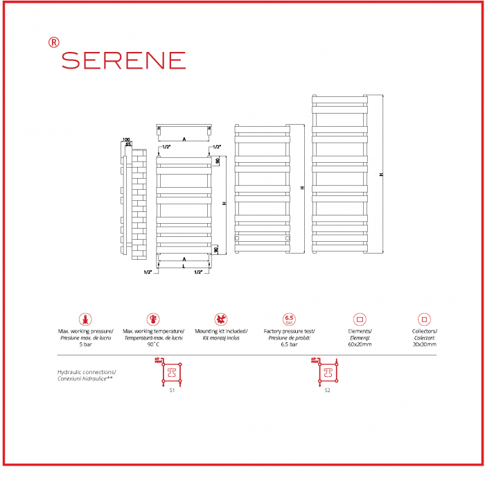 RADIATOR SERENE + KIT Flame Red (disponibil pe baza de comanda la furnizor)