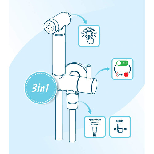 Set Bidetta, cu suport fix, cu cot conector - suport pentru dușul de mână