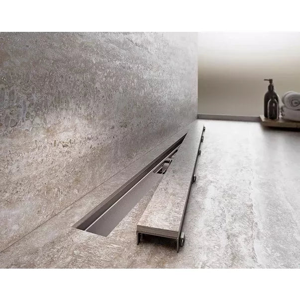CANAL DE SCURGERE APZ115 MARBLE LOW, FARA MARGINE, CU SUPORT PENTRU INCASTRAREA PLACILOR , 650MM, OTEL INOXIDABIL MAT