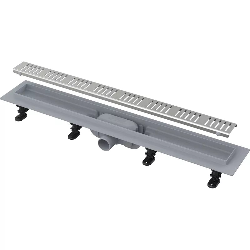 CANAL DE SCURGERE APZ10 BLACK SIMPLE CU GRATAR PERFORAT, 650MM, OTEL INOXIDABIL NEGRU MAT