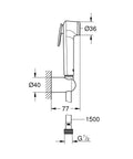 SISTEM DUS CERAFLOW ALU+, CAP DUS 260 MM 2 JETURI, FURTUN 1750MM SI PARA 100MM 2 JETURI, FURTUN CONECTOR 800 MM, SILK BLACK (SE POATE CONECTA LA ORICE BATERIE DE DUS )