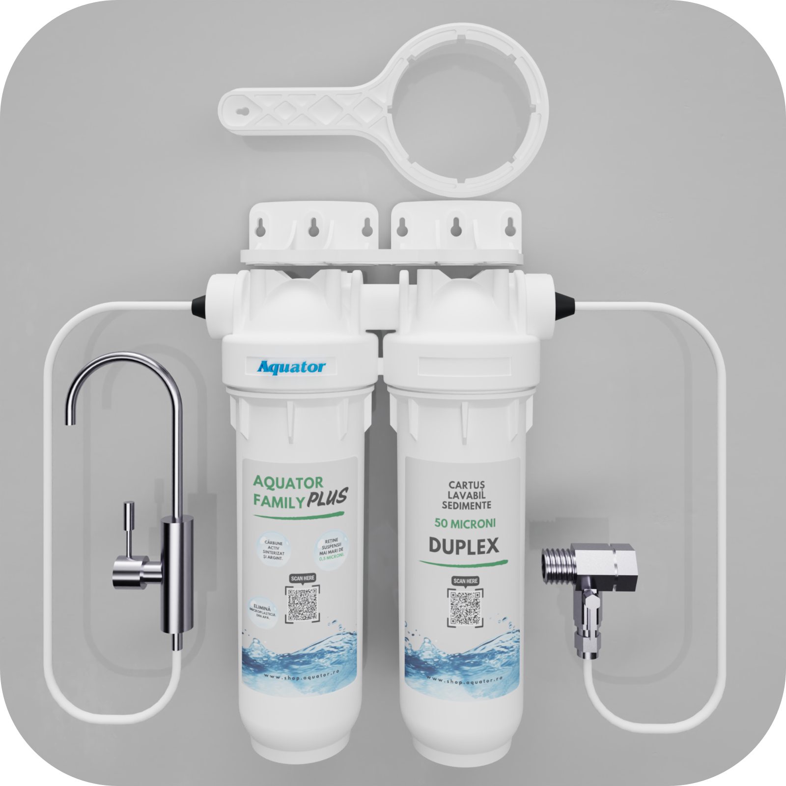 Set Filtru de apa, Aquator Family Duplex Plus, 5000-8000 L + Rezerva Aquator Premium 70mm ( sistem complet ) - imagine 2
