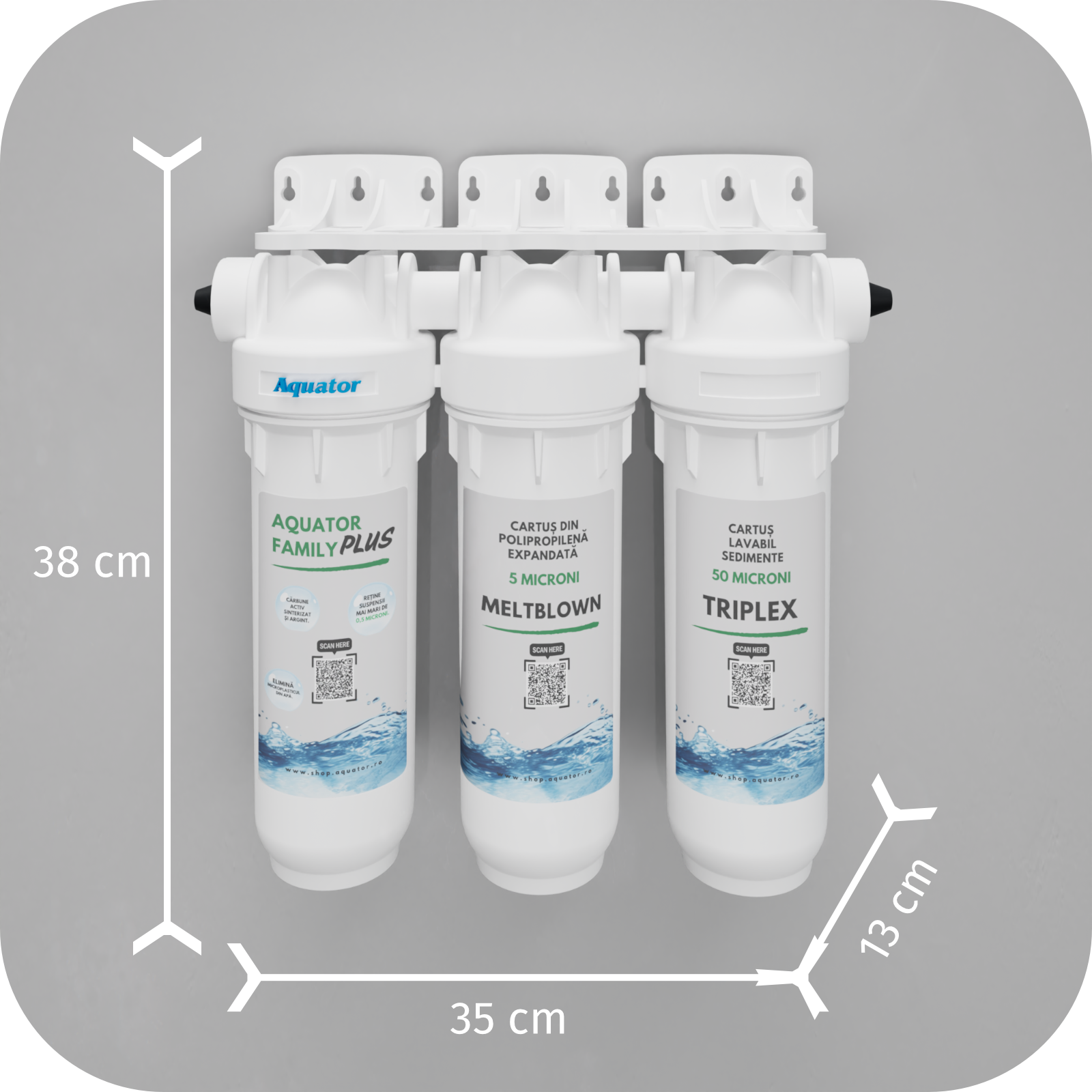 Set Filtru de apa, Aquator Family Triplex Plus, 8000-1000 L +  Rezerva Aquator Premium 70mm + Meltblown( sistem complet ) - imagine 4