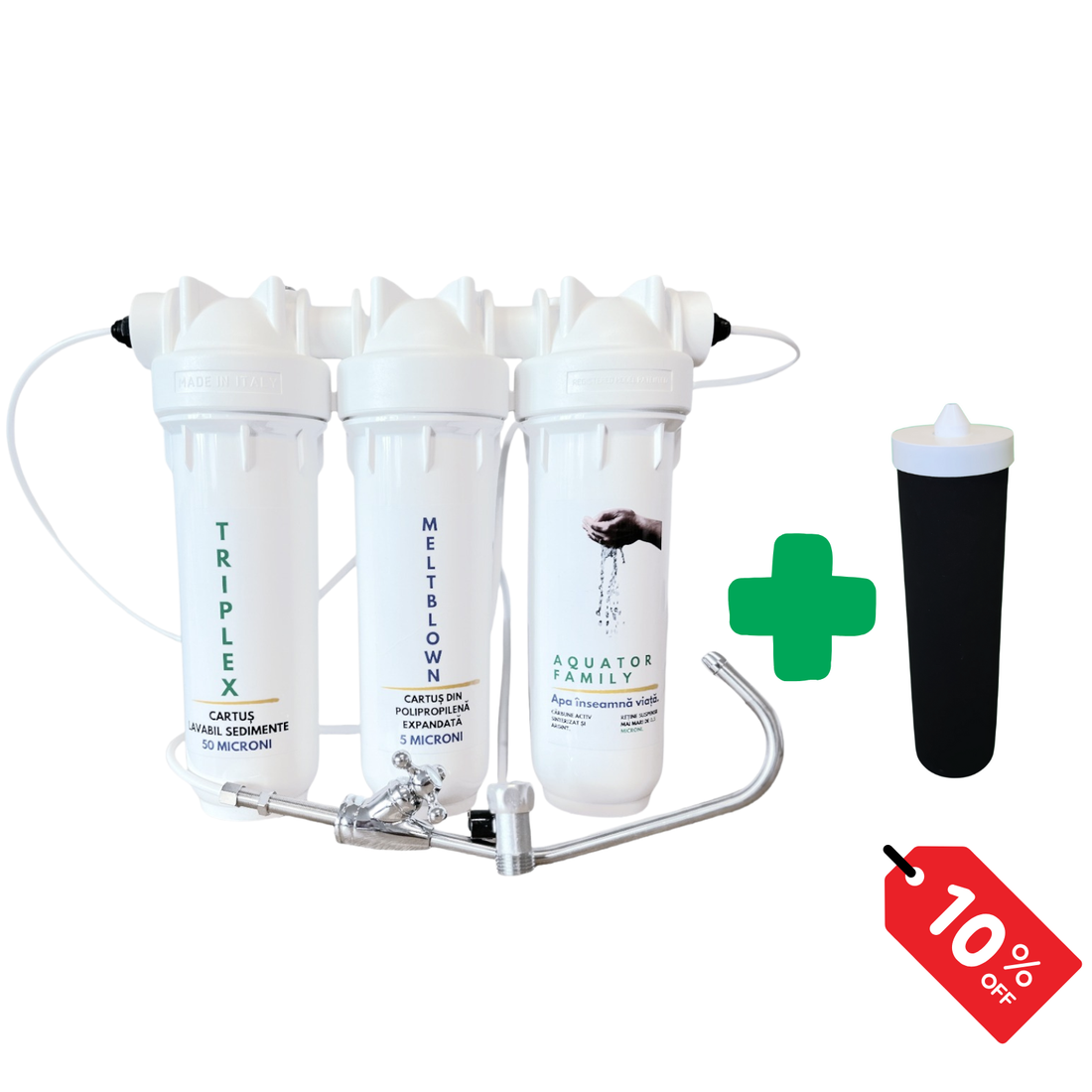 Set Filtru de apa, Aquator Family Triplex  +  Rezerva Family, 60 mm 8000 - 10000 L ( sistem complet )