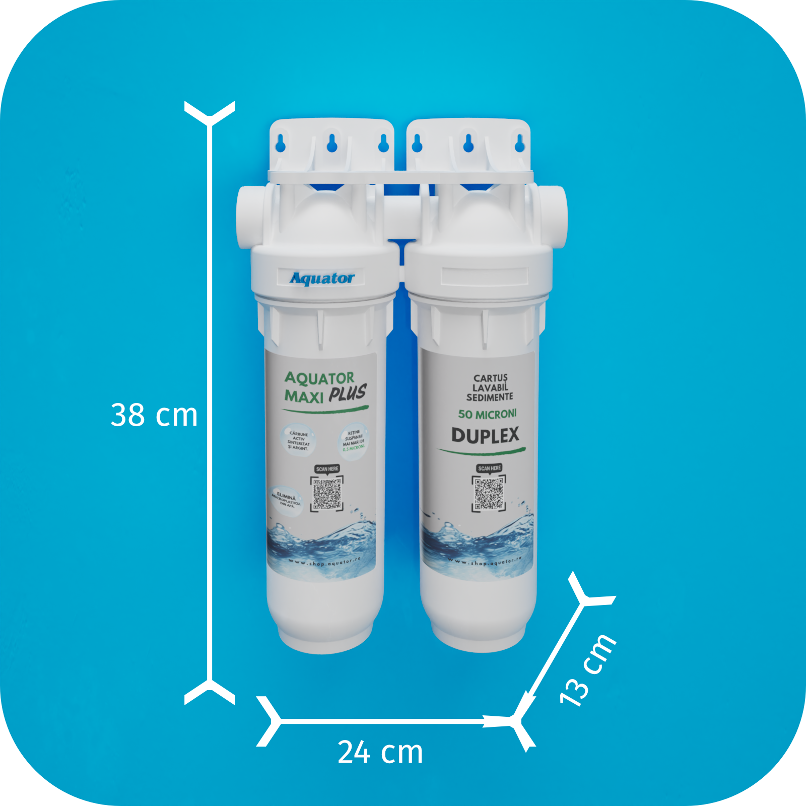 Set Filtru de apa, Aquator Maxi Duplex Plus,  5000-8000 L + Rezerva Aquator Premium 70 mm, ( sistem complet ) - imagine 3