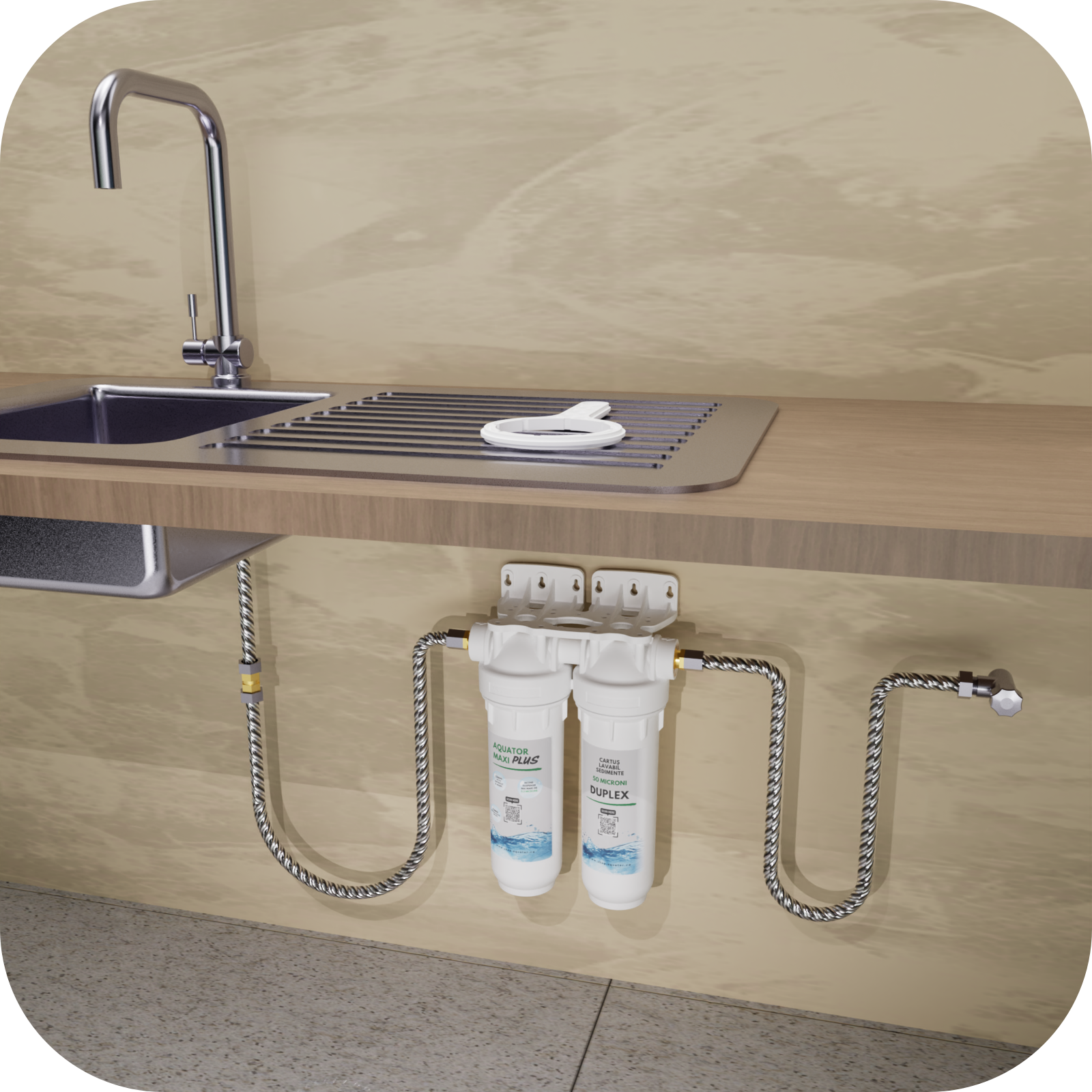 Set Filtru de apa, Aquator Maxi Duplex Plus,  5000-8000 L + Rezerva Aquator Premium 70 mm, ( sistem complet ) - imagine 6