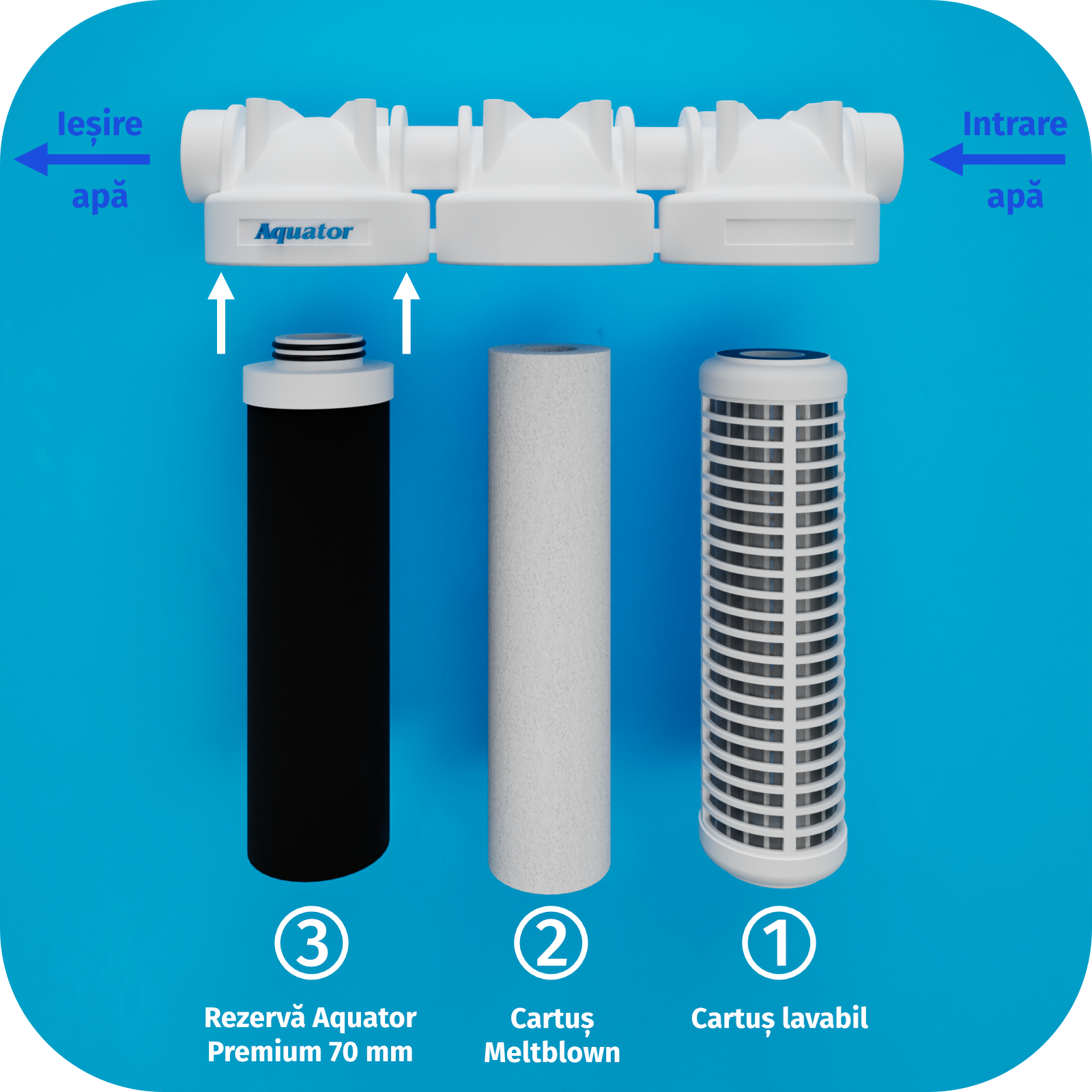 Set Filtru de apa, Aquator Maxi Triplex Plus, 8000 - 10000 L +  Rezerva Premium 70 mm, ( sistem complet ) - imagine 5