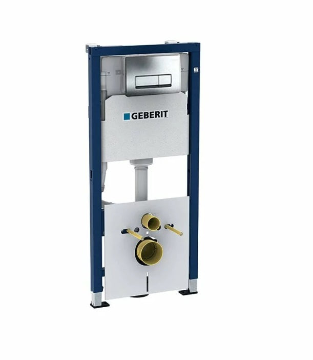Set rezervor incastrat Geberit Duofix UP100 cu cadru, garnitura fonoizolanta, sistem de fixare si clapeta Delta 51 crom lucios