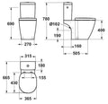 Set vas wc pe pardoseala Ideal Standard Connect Cube, rezervor alimentare laterala si capac cu inchidere lenta
