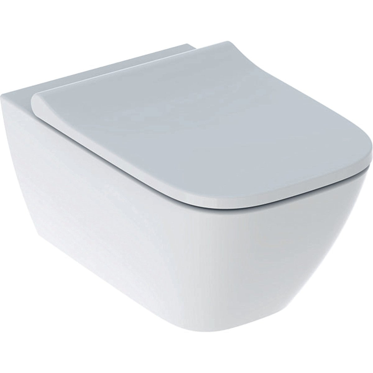Set vas wc suspendat Geberit Smyle Square Rimfree 54 x 36 cm si capac slim cu inchidere lenta, alb
