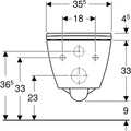 Set vas wc suspendat Geberit Smyle Square Rimfree 54 x 36 cm si capac slim cu inchidere lenta, alb