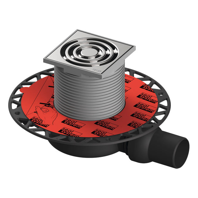 Sifon de pardoseala Tece drainpoint, 105 x 105 mm, iesire laterala DN 50, extra plat cu flansa universala, 3601100PR grossmann