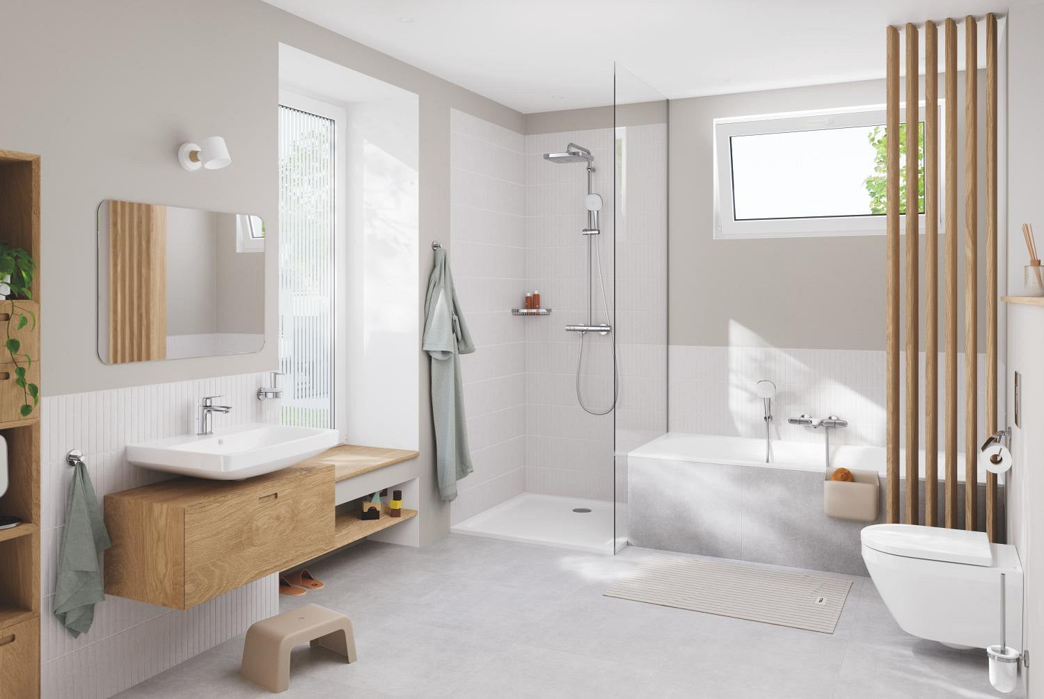 Sistem de dus Grohe Tempesta Cube 250, aparent, termostat, 250 mm, 1 functie, crom, 26689001