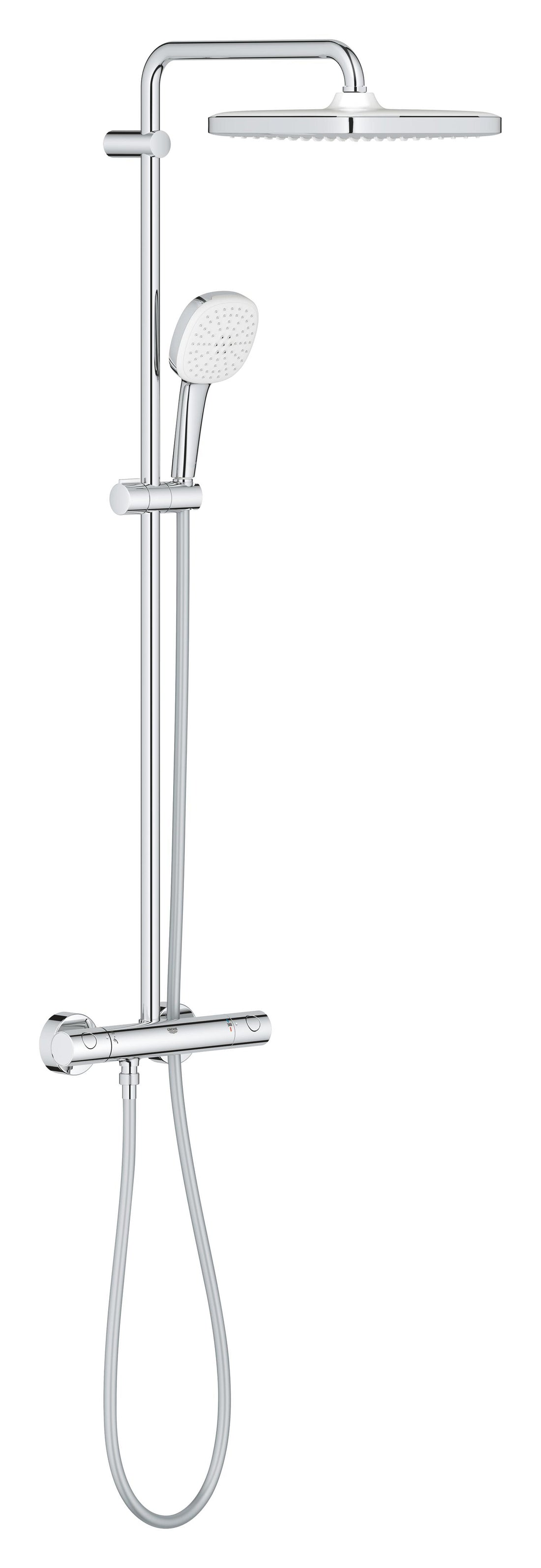 Sistem de dus Grohe Tempesta Cube 250, aparent, termostat, 250 mm, 1 functie, crom, 26689001