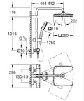 Sistem de dus Grohe Tempesta Cube 250, aparent, termostat, 250 mm, 1 functie, crom, 26689001