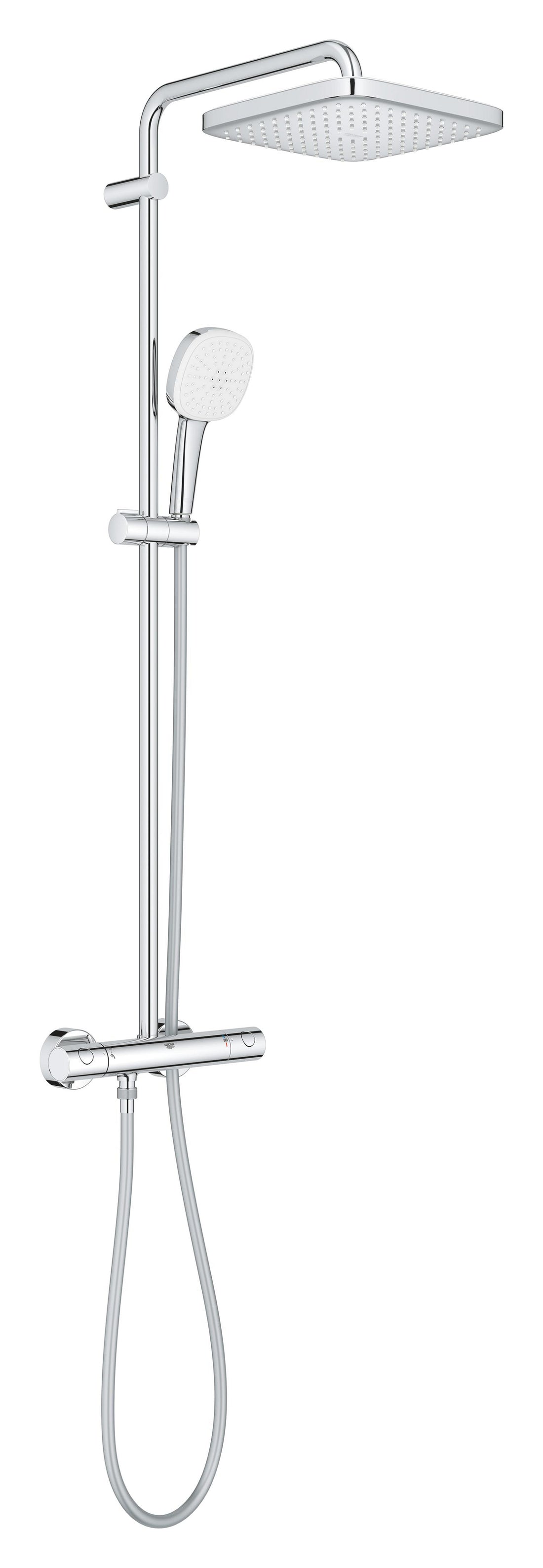 Sistem de dus Grohe Tempesta Cube 250, aparent, termostat, 250 mm, 1 functie, crom, 26689001