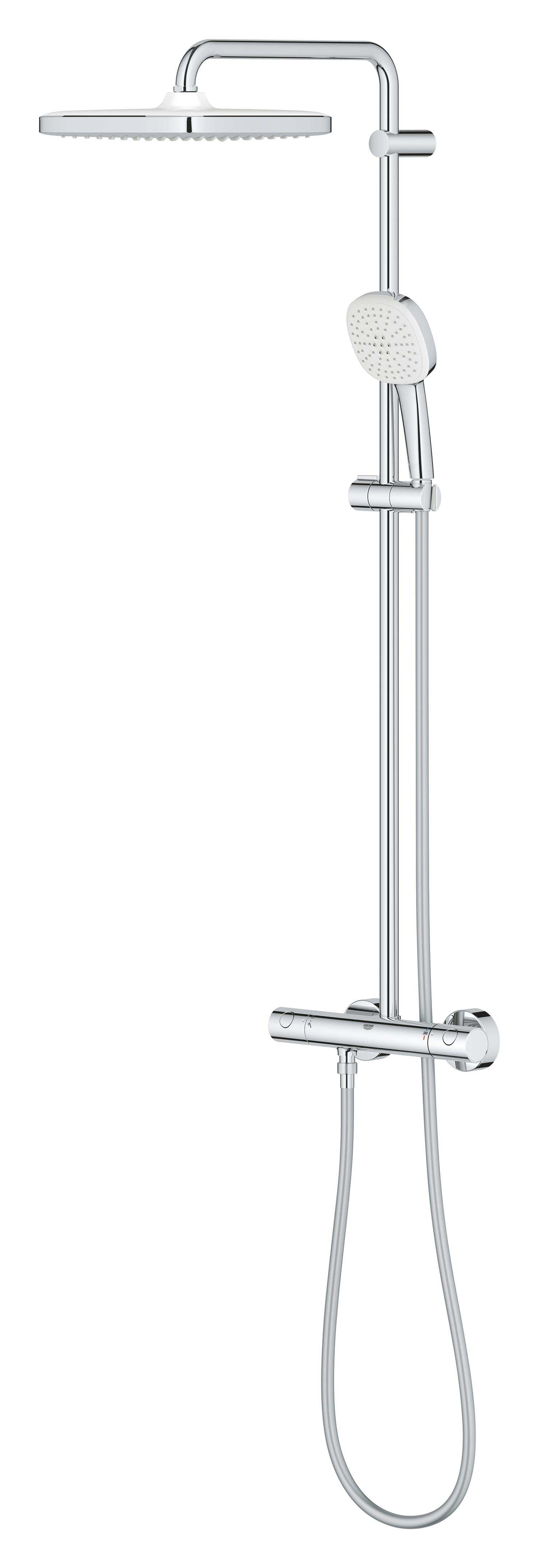Sistem de dus Grohe Tempesta Cube 250, aparent, termostat, 250 mm, 1 functie, crom, 26689001