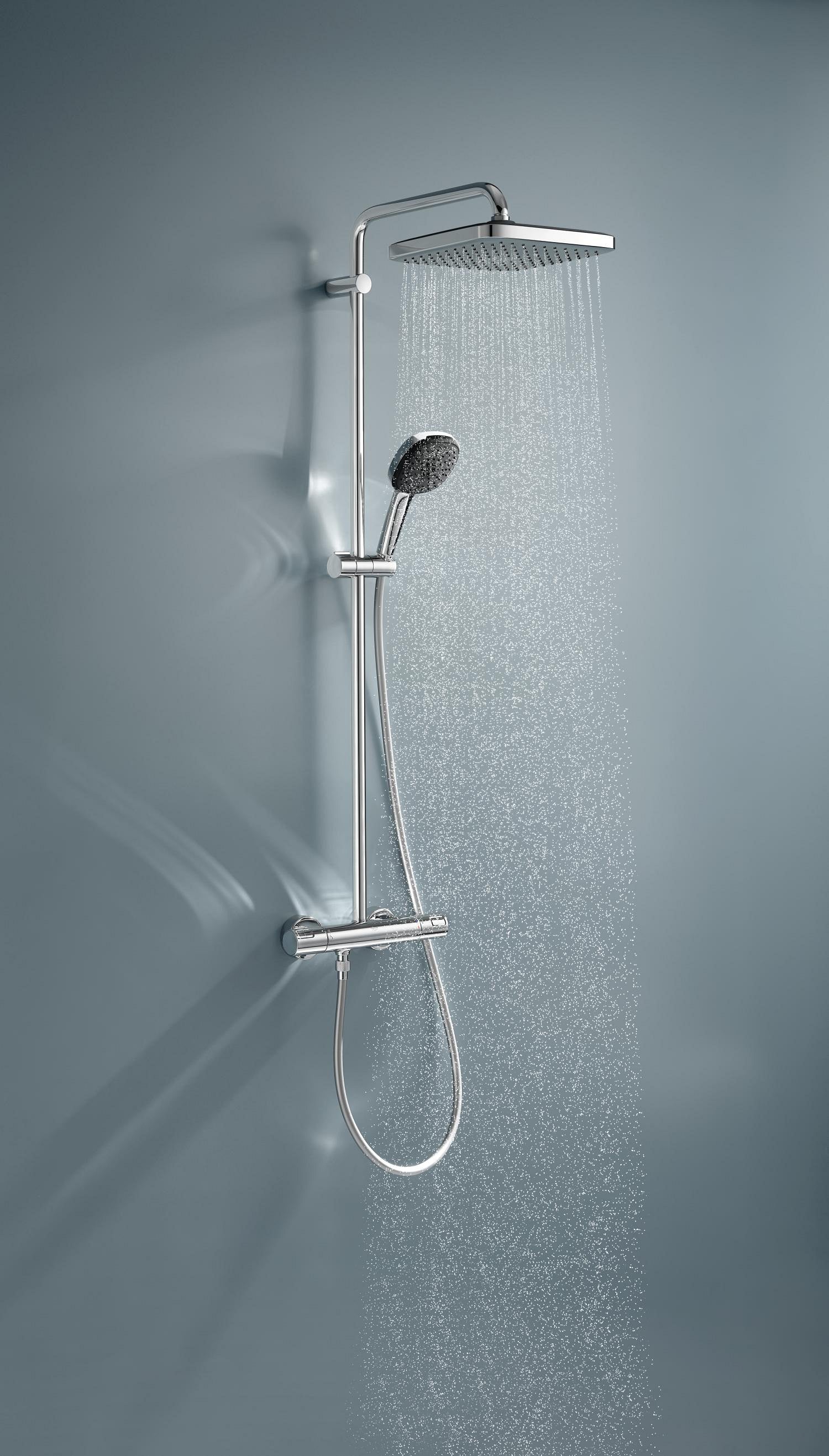 Sistem de dus Grohe Vitalio Cube 250, aparent, termostat, 250 mm, 1 functie, crom, 26696001