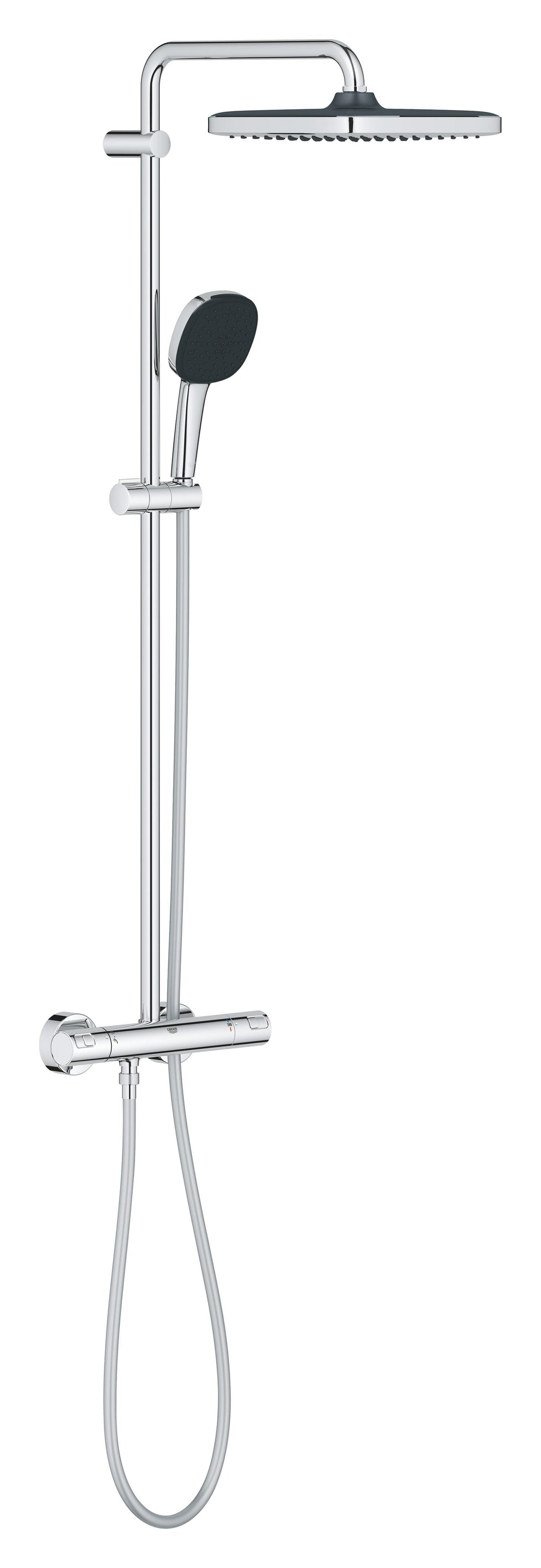 Sistem de dus Grohe Vitalio Cube 250, aparent, termostat, 250 mm, 1 functie, crom, 26696001