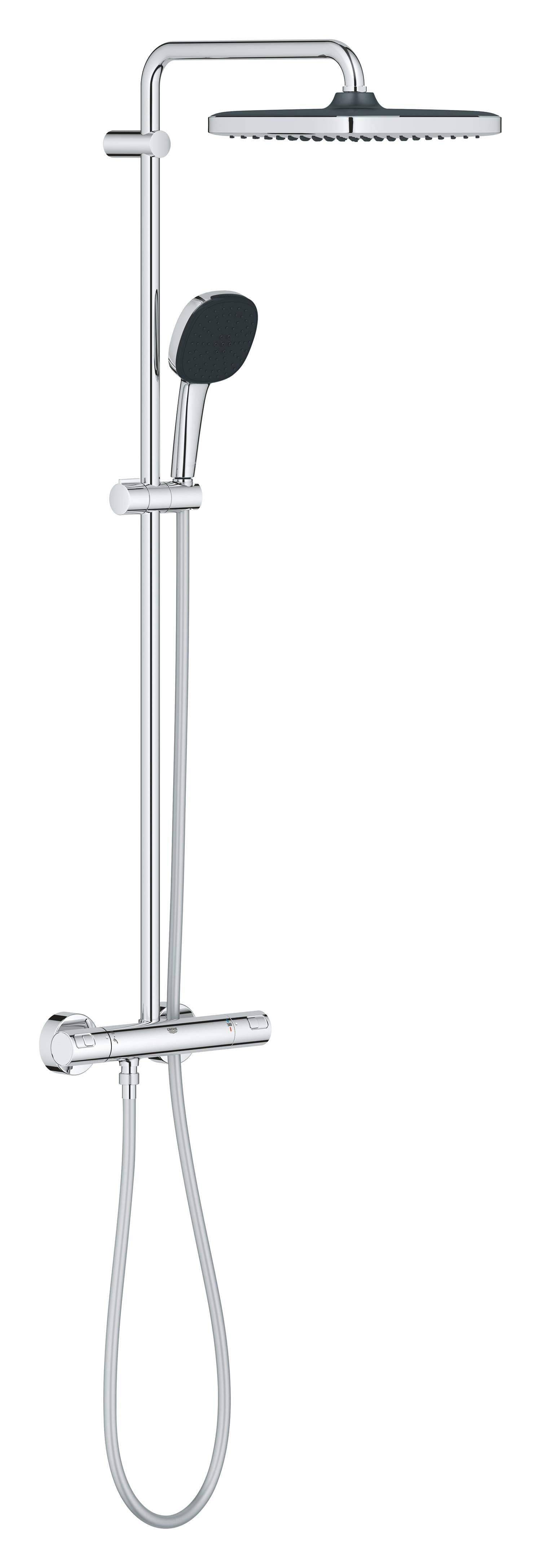 Sistem de dus Grohe Vitalio Cube 250, aparent, termostat, 250 mm, 1 functie, crom, 26696001