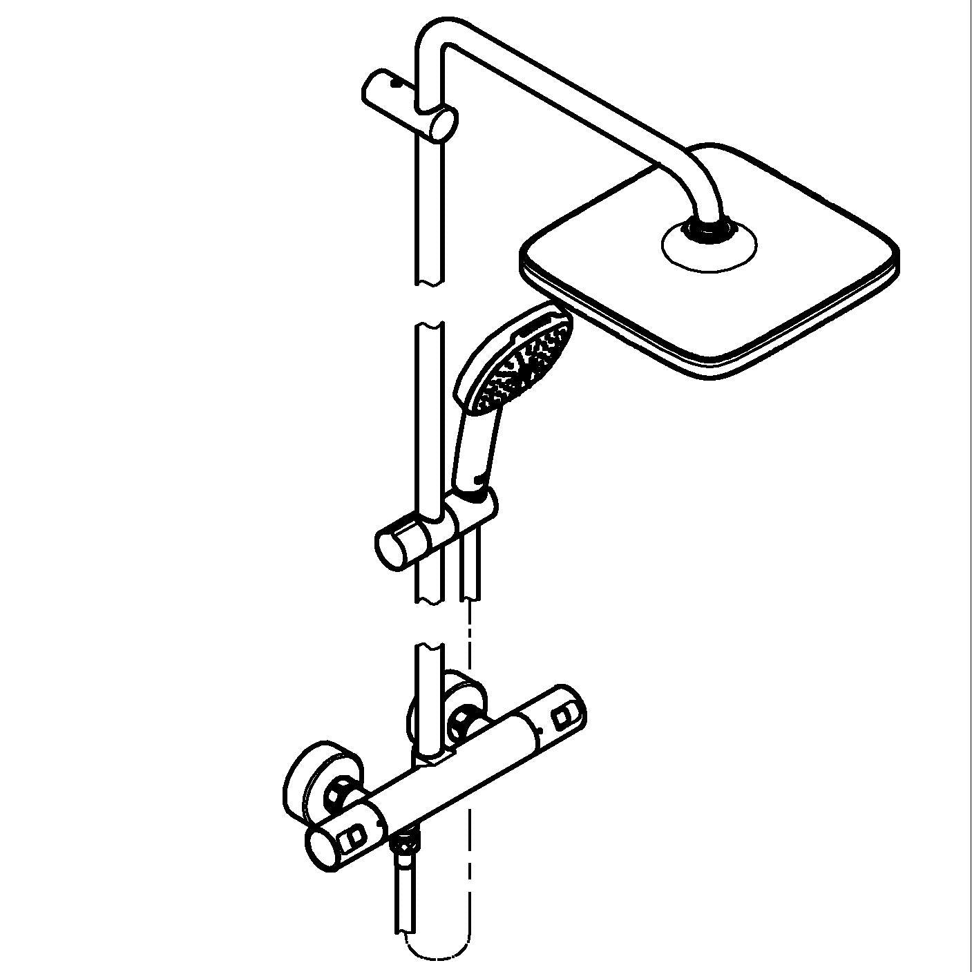 Sistem de dus Grohe Vitalio Cube 250, aparent, termostat, 250 mm, 1 functie, crom, 26696001