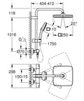 Sistem de dus Grohe Vitalio Cube 250, aparent, termostat, 250 mm, 1 functie, crom, 26696001