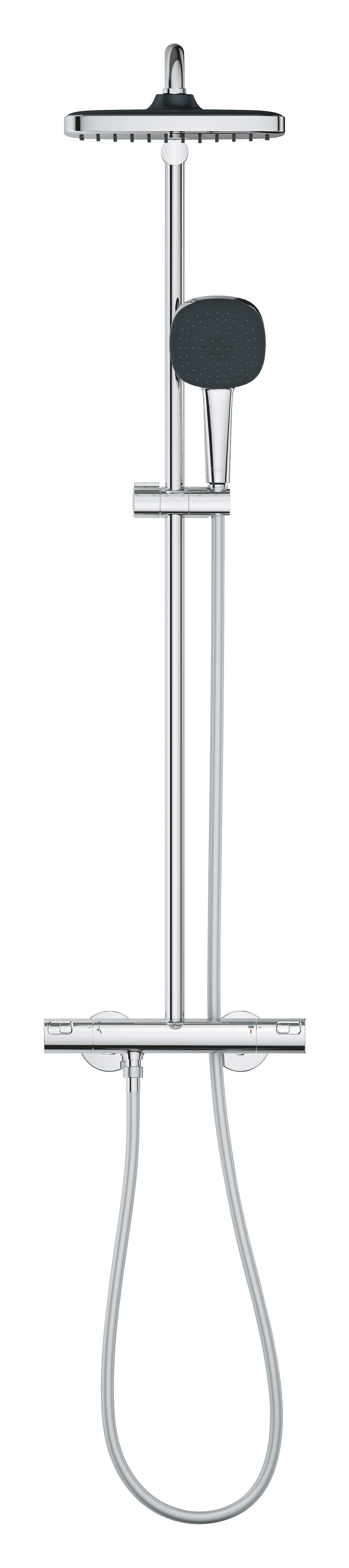 Sistem de dus Grohe Vitalio Cube 250, aparent, termostat, 250 mm, 1 functie, crom, 26696001