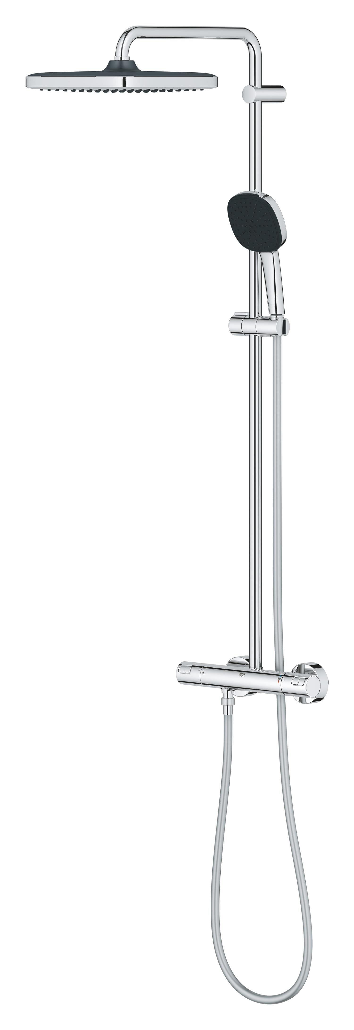 Sistem de dus Grohe Vitalio Cube 250, aparent, termostat, 250 mm, 1 functie, crom, 26696001