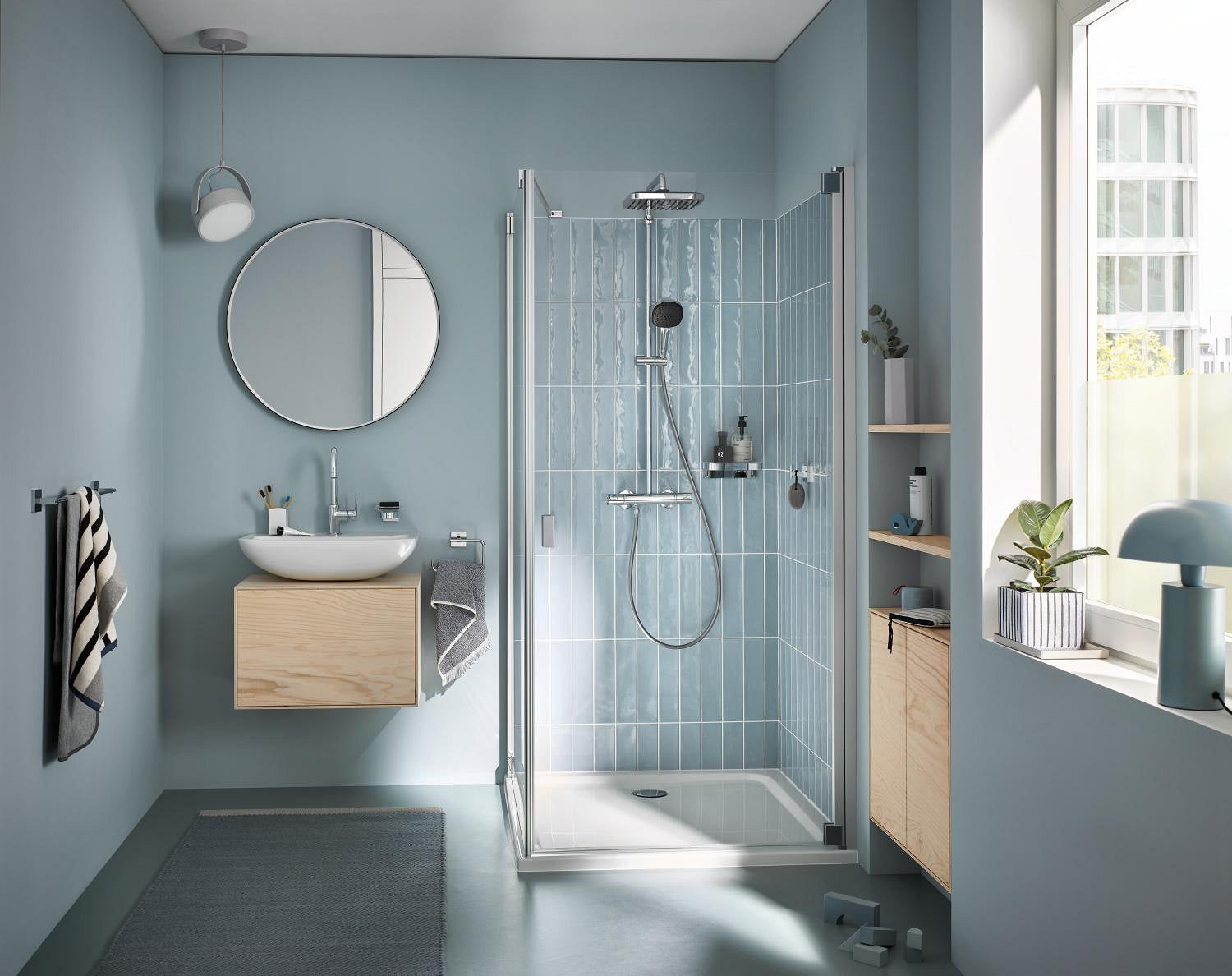 Sistem de dus Grohe Vitalio Cube 250, aparent, termostat, 250 mm, 1 functie, crom, 26696001