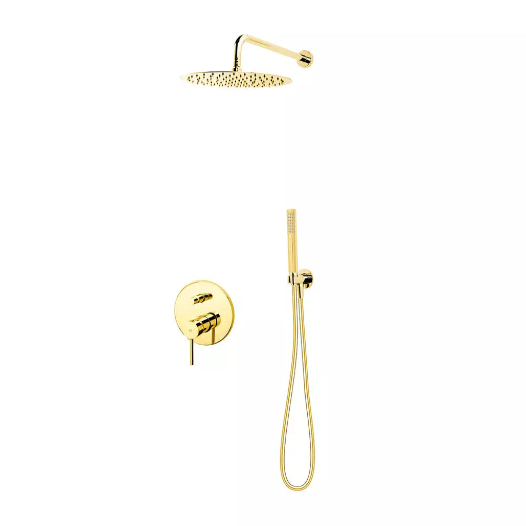 Sistem dus 6 in 1 Flusso cu baterie incastrata si finisaj auriu lucios