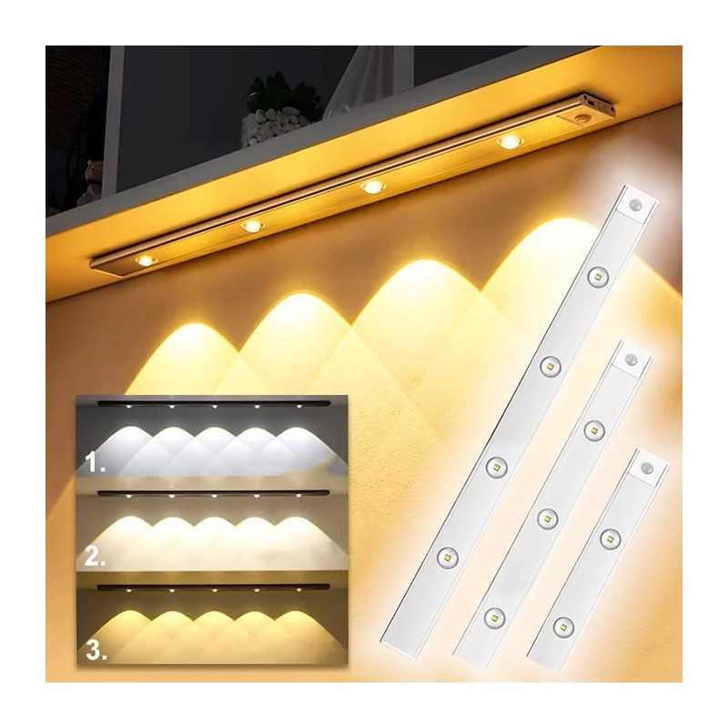 Spot Led Cu Senzor De Miscare 60cm 5v 3 Functii Lumina Calda/Rece/Neutra Usor De Instalat, Magnetic