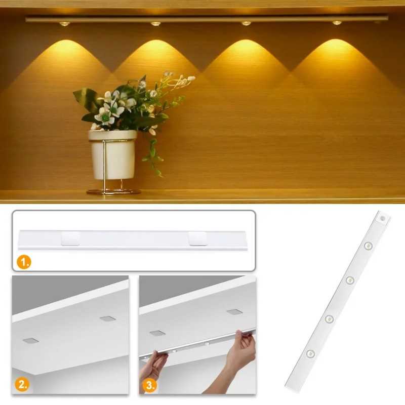 Spot Led Cu Senzor De Miscare 60cm 5v 3 Functii Lumina Calda/Rece/Neutra Usor De Instalat, Magnetic
