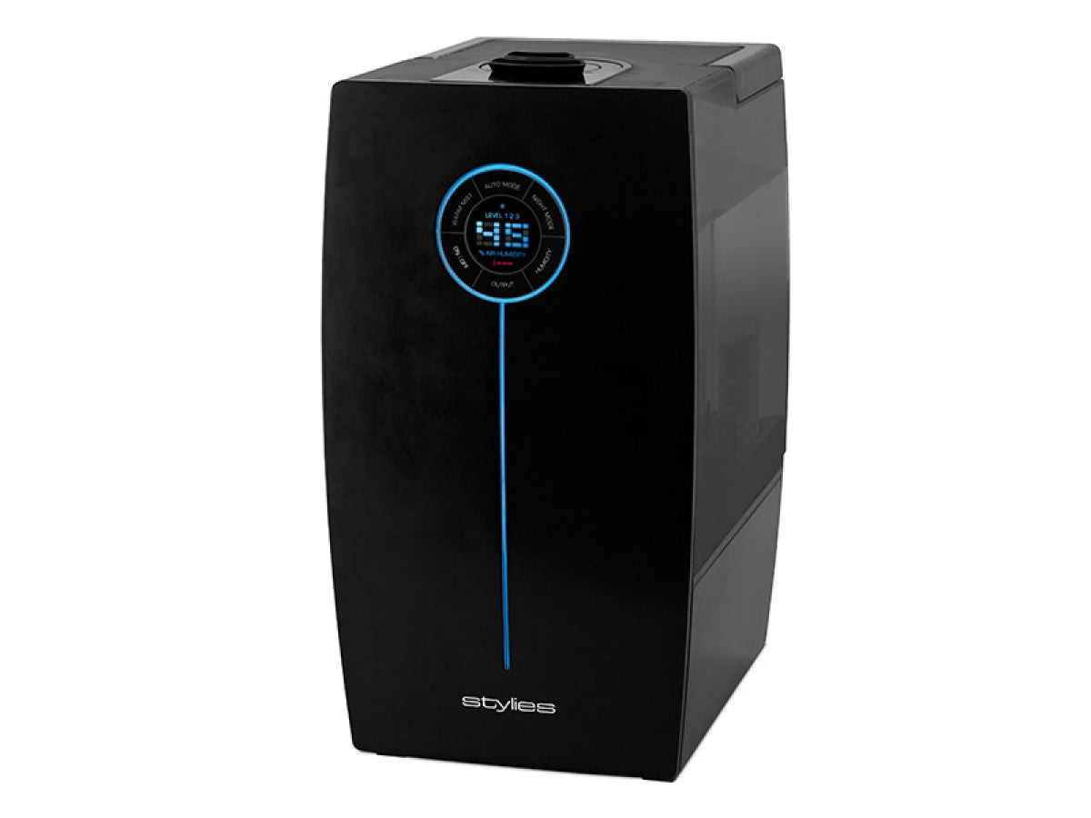 Umidificator cu ultrasunete Hera Negru, 9,6 litri/zi, afisaj electronic, setare umiditate, timer, silver cube, abur cald/rece, suprafata 65mp