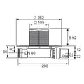 Sifon de pardoseala Tece drainpoint, 105 x 105 mm, iesire laterala DN 50, extra plat cu flansa universala, 3601100PR grossmann