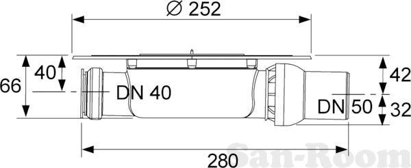 Corp sifon de pardoseala Tece drainpoint, iesire laterala Dn 50, extra plat, cu flansa universala Seal System, 3601400 grossmann