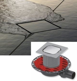 Rama Tece drainpoint S din otel inoxidabil, 100 x 100 mm, grila placabila cu ceramica/piatra naturala, 3660016 grossmann