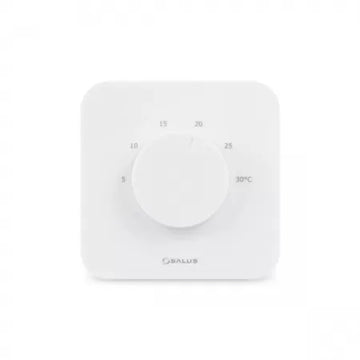 Termostat Ambiental cu Fir Salus HTR230 pentru Sistem de Incalzire prin Pardoseala Montaj Aparent Buton Rotativ Alb Salus