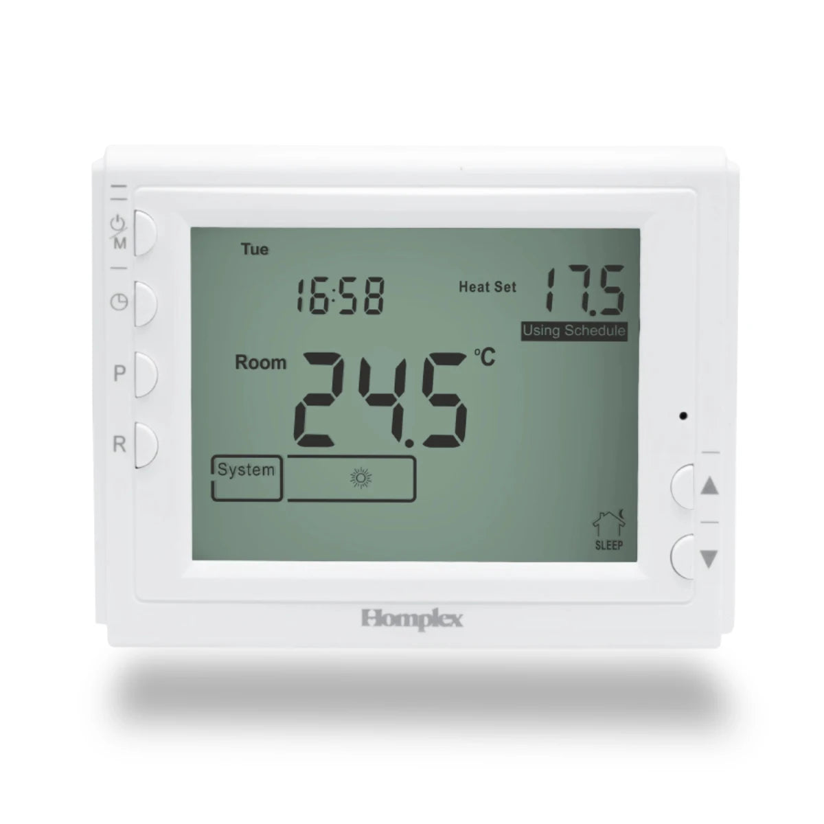 Termostat de ambient pentru centrala, cu fir, Homplex 909, programabil , afisaj digital, IP42, alb