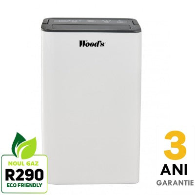 Dezumidificator Woods MDK13 Capacitate 12 litri/zi Uscare rufe Silentios Setare umiditate Afisaj electronic Timer, suprafata 60 mp