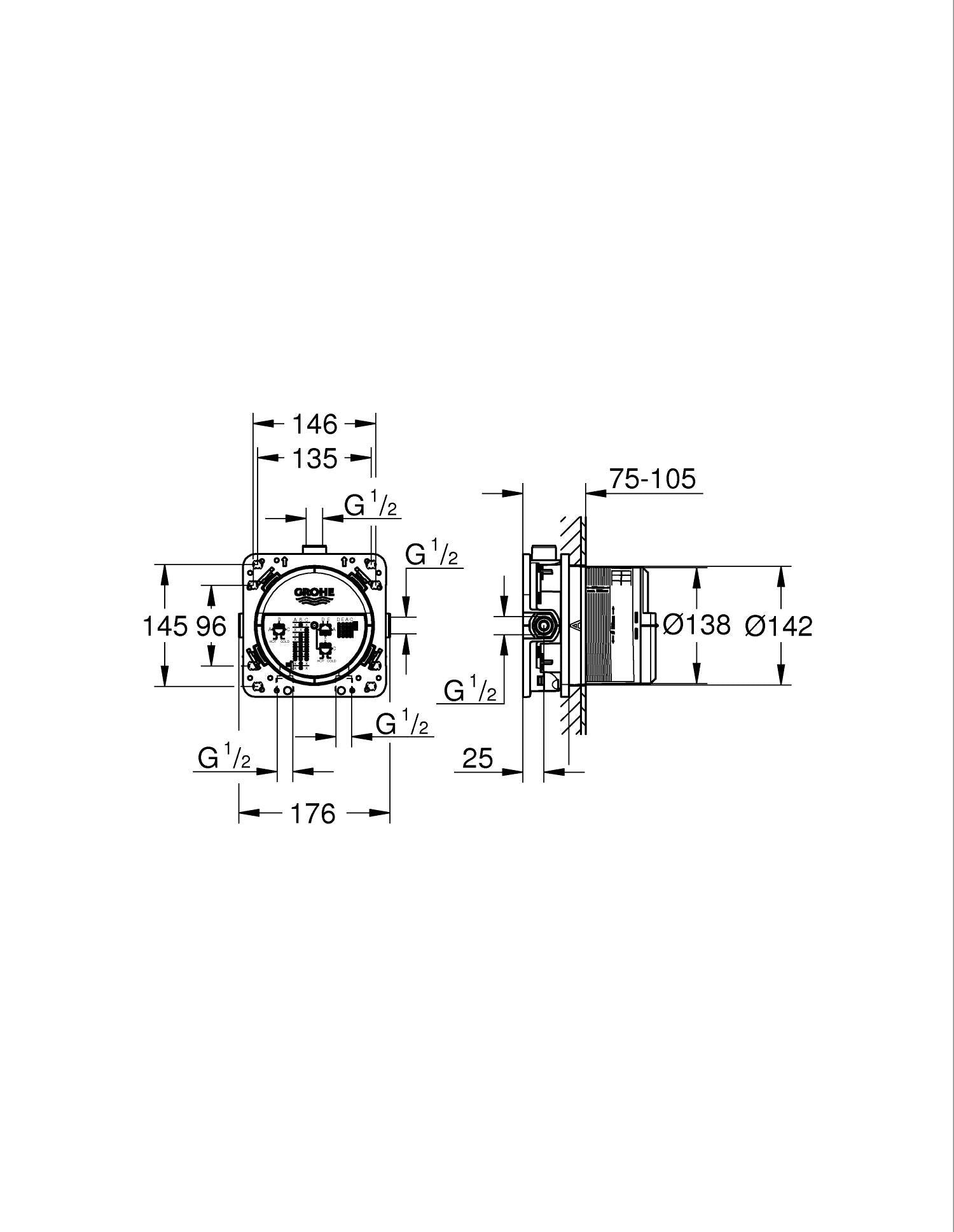 Unitate instalare Grohe Rapido SmartBox 35604000, 1/2'', alama