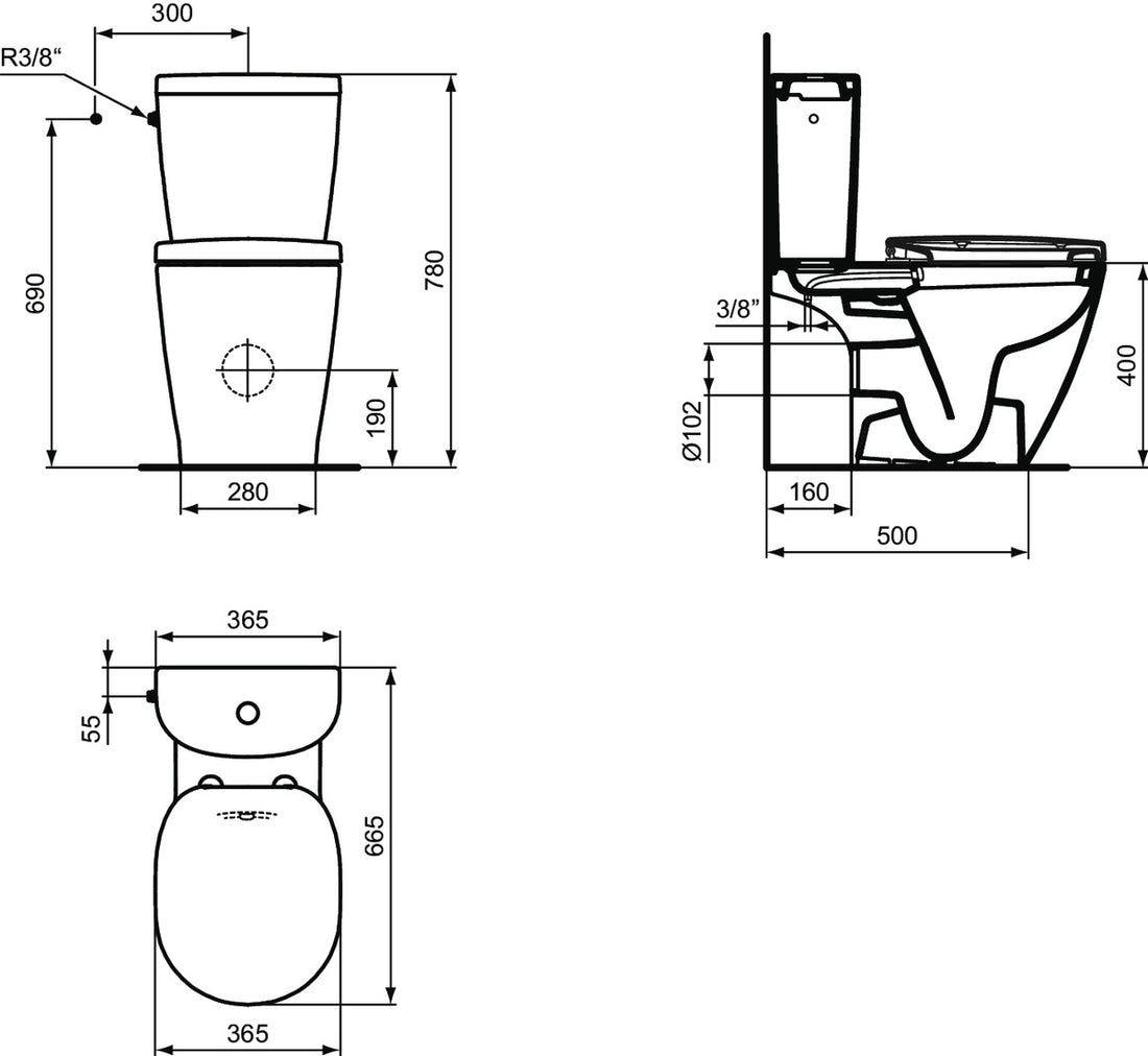 Vas wc pe pardoseala Ideal Standard Connect, cu functie de bideu, alb
