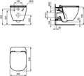Vas wc suspendat Ideal Standard Tesi Aquablade 54x36 cm, prinderi ascunse, alb