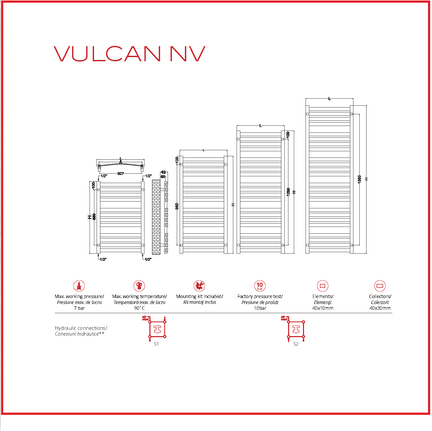Calorifer baie portprosop decorativ cromat 565/ Radox 1760 mm VULCAN NV (include kit de instalare) - imagine 4