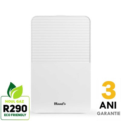 Dezumidificator Woods MDK11 Capacitate 10 litri/zi Uscare rufe Silentios Setare umiditate Afisaj electronic Timer, suprafata 40 mp