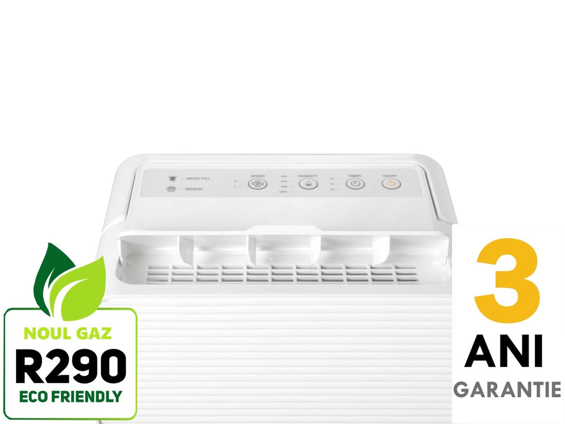 Dezumidificator Woods MDK11 Capacitate 10 litri/zi Uscare rufe Silentios Setare umiditate Afisaj electronic Timer, suprafata 40 mp